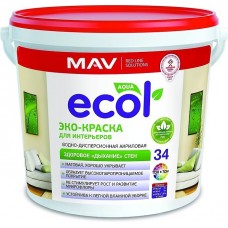Эко-краска для интерьеров, 11л (14 кг), MAV ECOL 34 (МАВ ЭКОЛ 34)